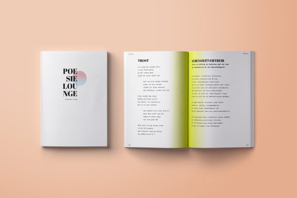 Poesie Lounge Alexandra Stegh Gedichtband Publikation Design Gedichtband Poesie Lounge