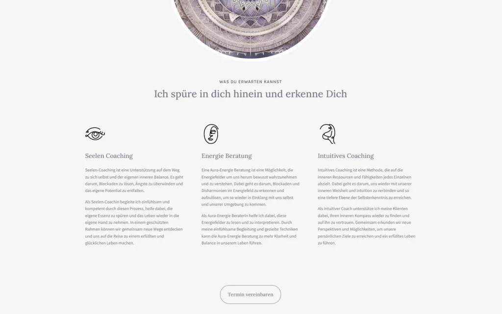 2 Homepage Webdesign fuer Schamanin -Design
