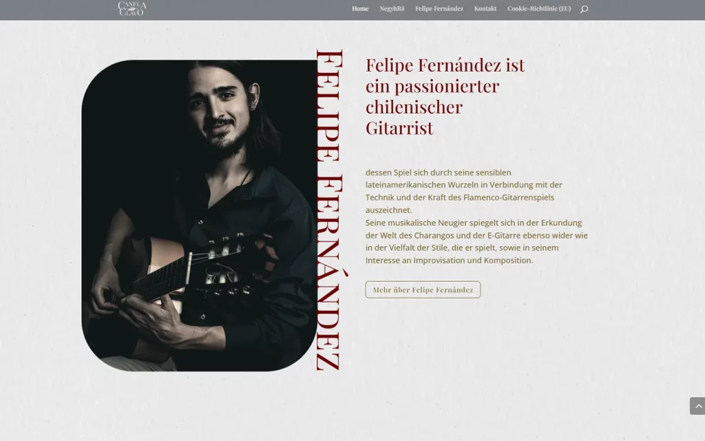 Webdesign und Branding für Musiker Canela i Clavo