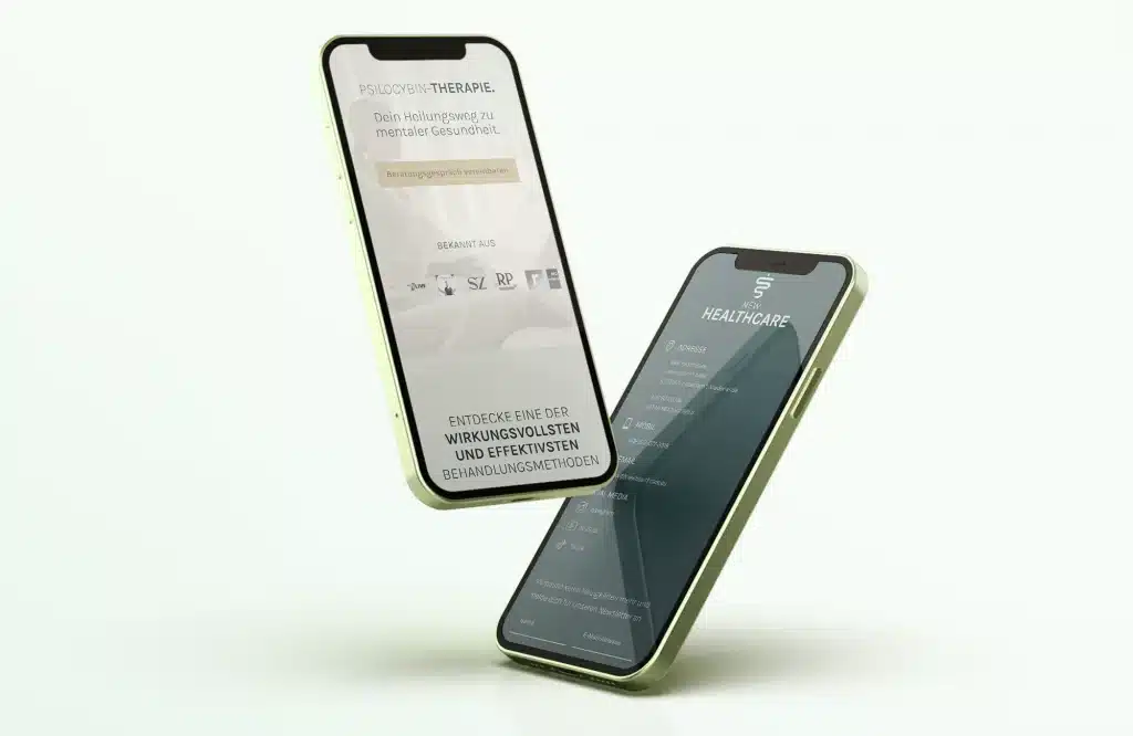 Webdesign und Branding für Psilocybin Therapie Newhealthcare mobile Webdesign und Branding für Psilocybin Therapie