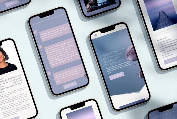 Harmonisches Webdesign mobile Ansichten in Lila