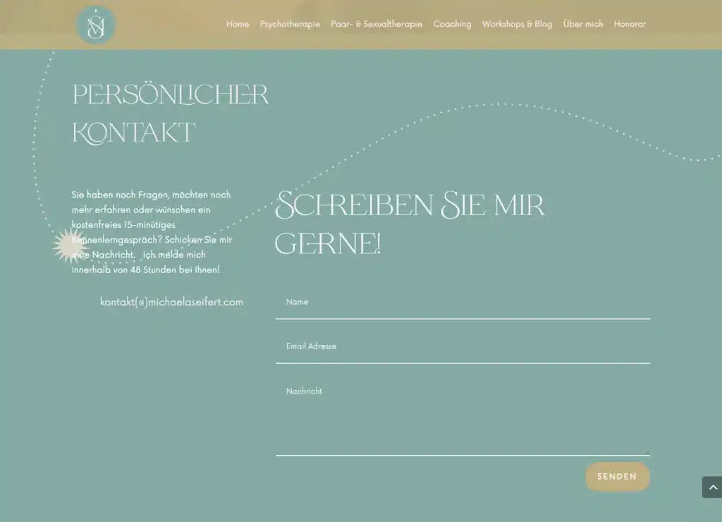 Kontaktformular Design für Psychotherapeutin