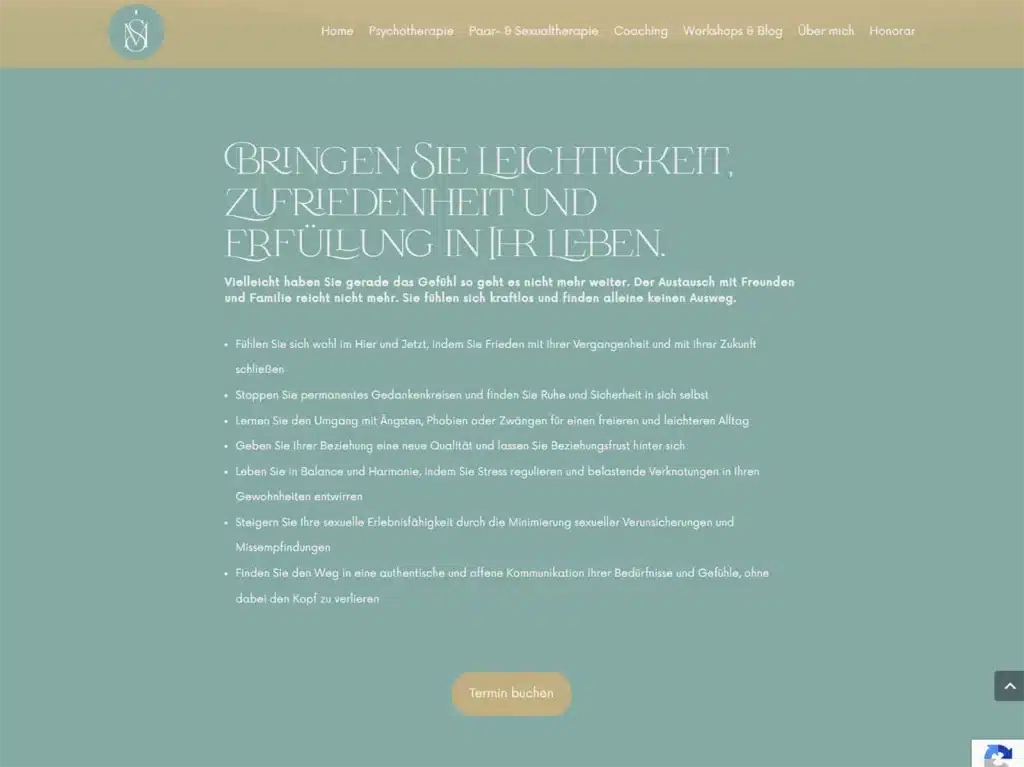 Beispielseite Websitedesign für Psychotherapeutin