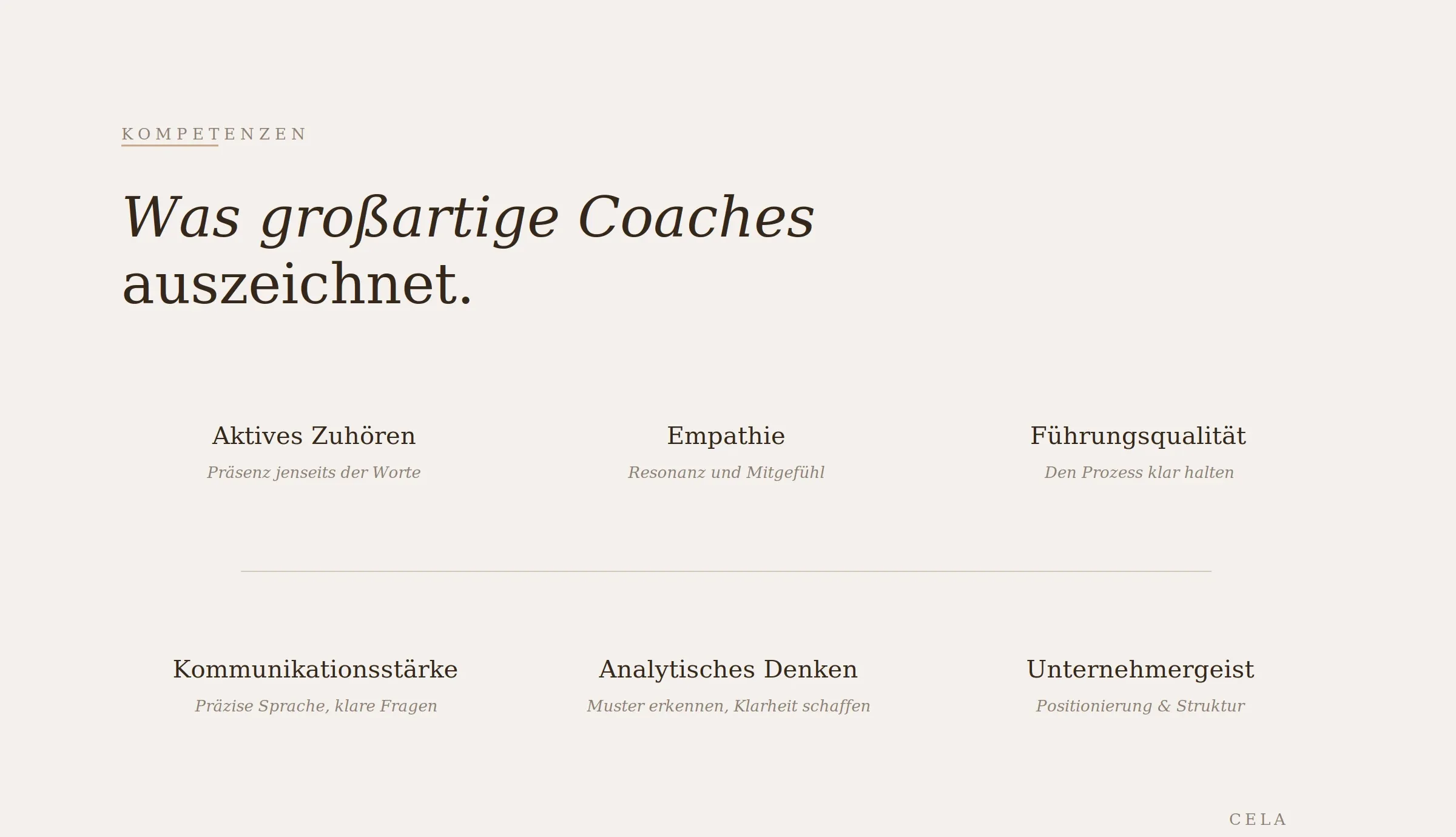 Infografik mit den sechs wichtigsten Eigenschaften effektiver Coaches
