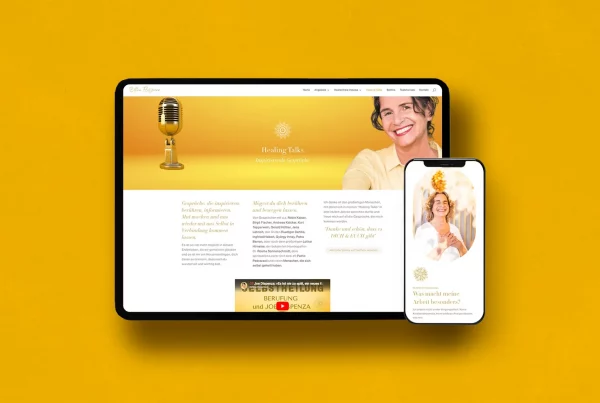 Webdesign für Bewusstseins-Coaching – Startseite von Bettina Flossmann auf Laptop und Smartphone