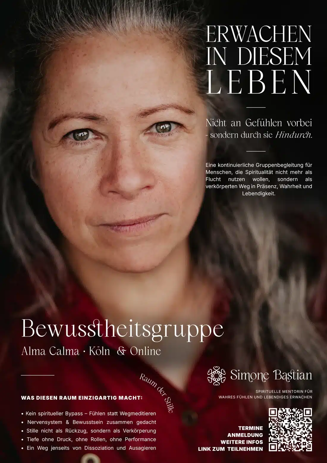 Branding für spirituelle Mentorin – Plakat-Design „Bewusstheitsgruppe“, Simone Bastian