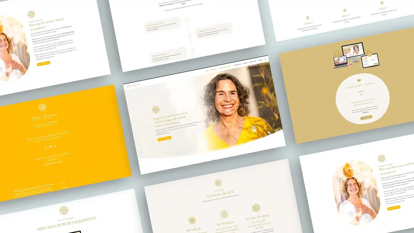 Webdesign für Bewusstseins-Coaching – Seitenübersicht der Website von Bettina Flossmann