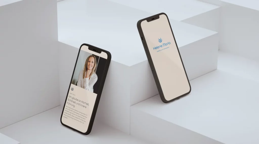 Webdesign für energetische Business-Beratung – mobile Ansicht der Website von Helene Maria Pongratz Webdesign für energetische Business-Beratung – mobile Ansicht der Website von Helene Maria Pongratz
